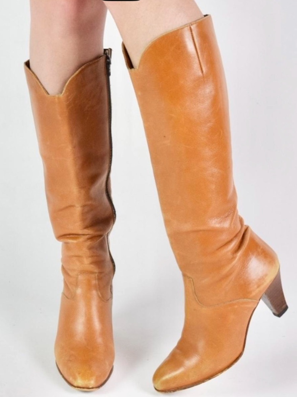 Tall Women’s Tan Leather Knee-High Boots